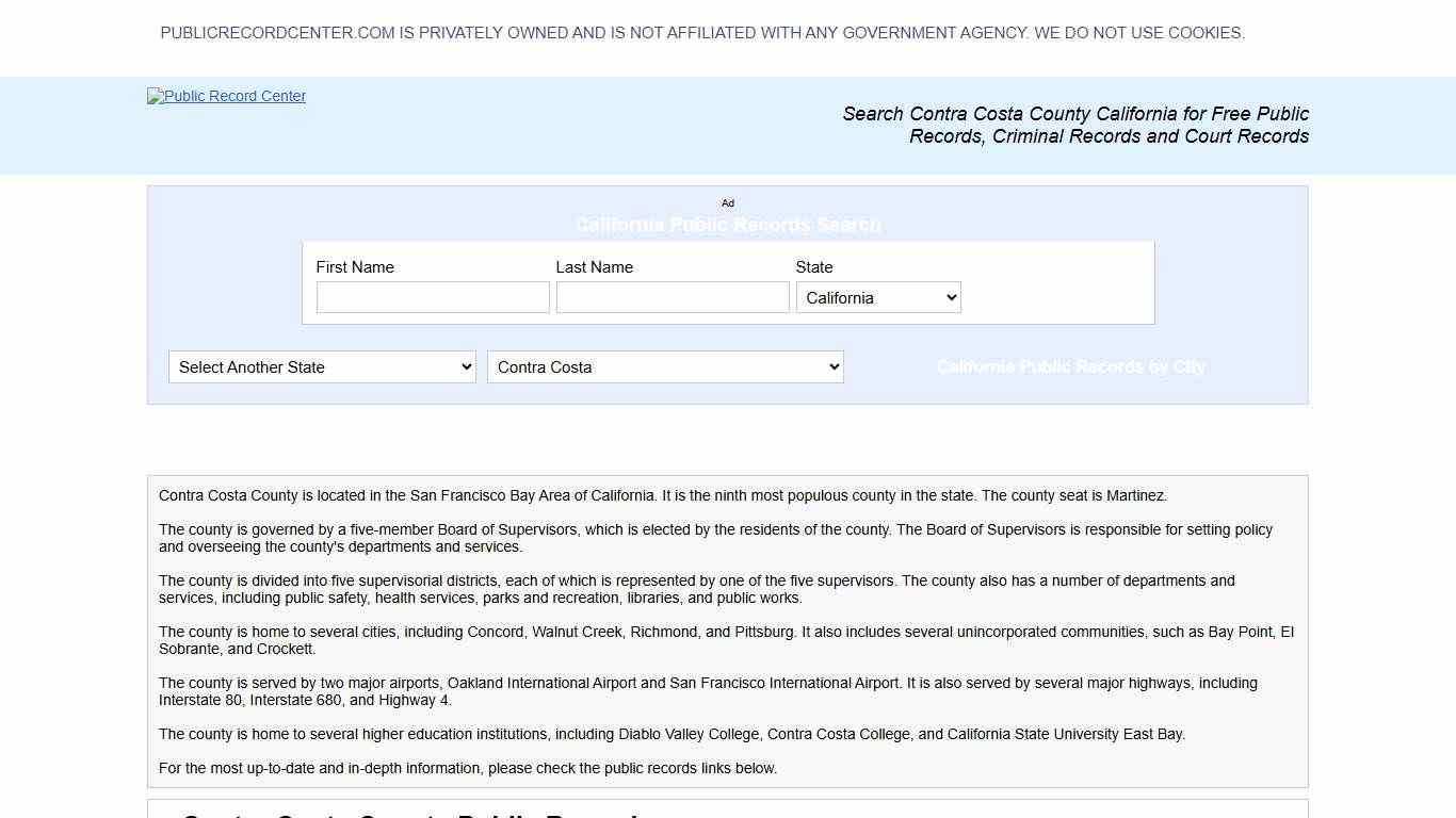 Contra Costa County California Free Public Records - Court Records - Criminal Records